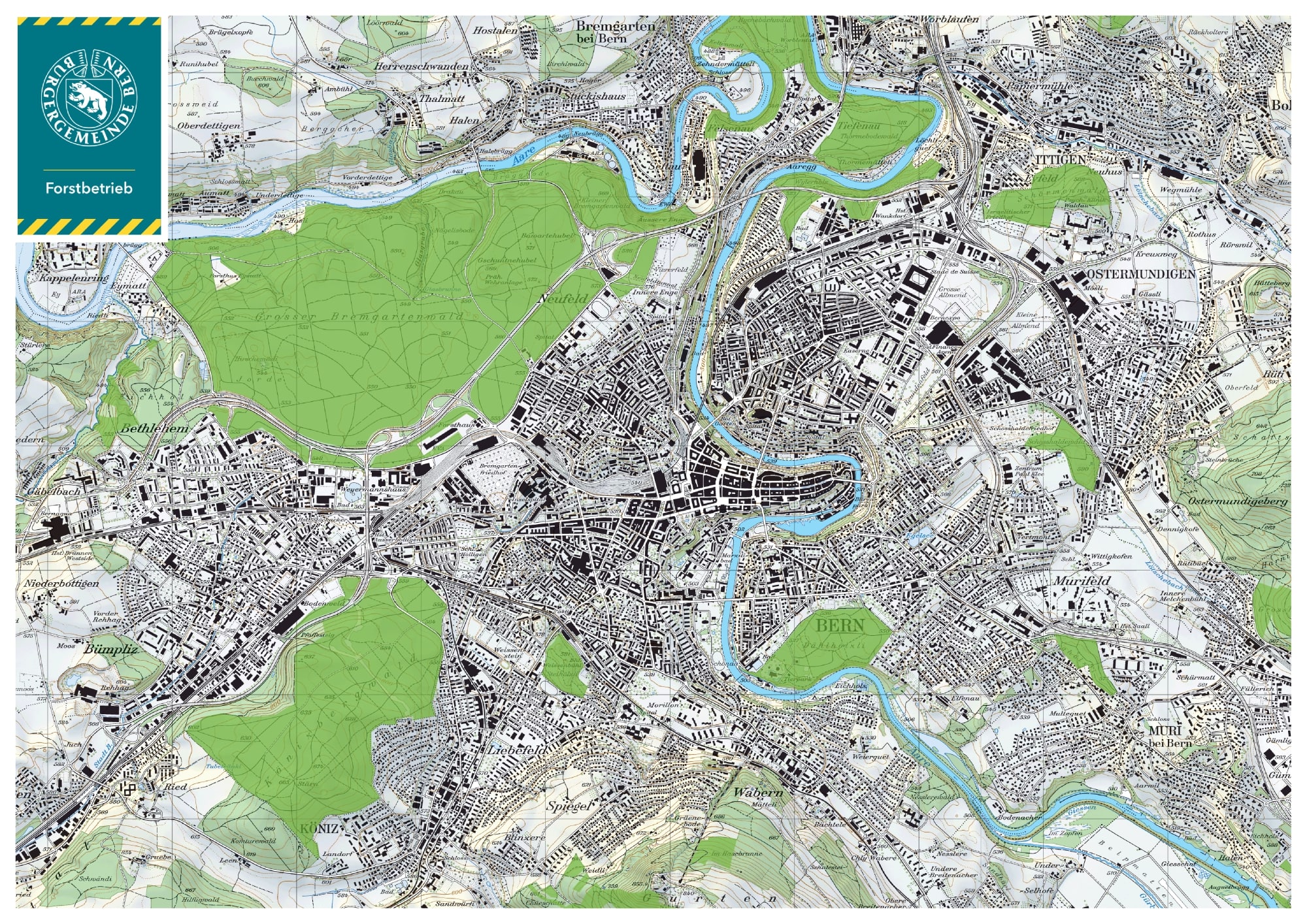 Wald der Burgergemeinde im Raum Bern (Quelle Swisstopo)