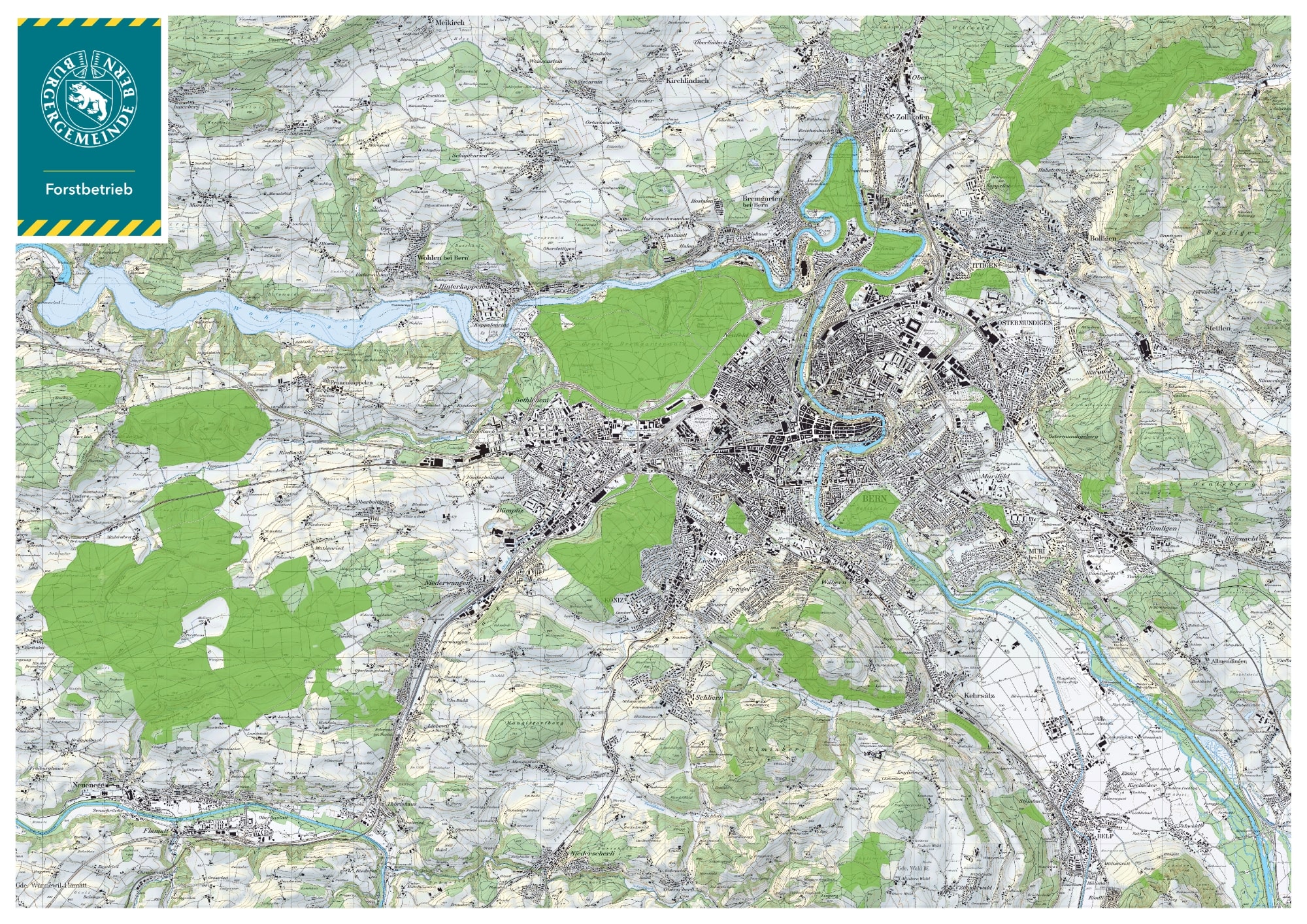 Wald der Burgergemeinde im Raum Bern (Datenquelle Swisstopo)