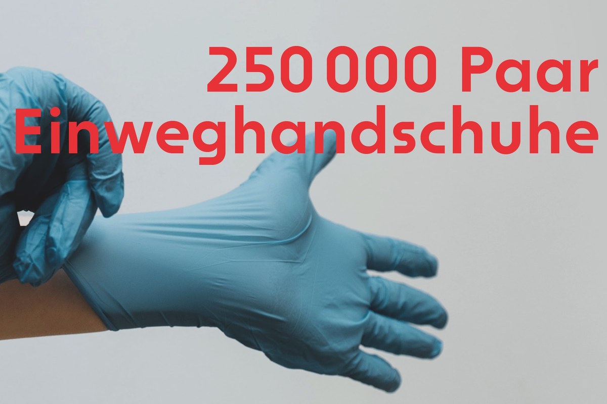 250000-paar-einweghandschuhe. Vergrösserte Ansicht