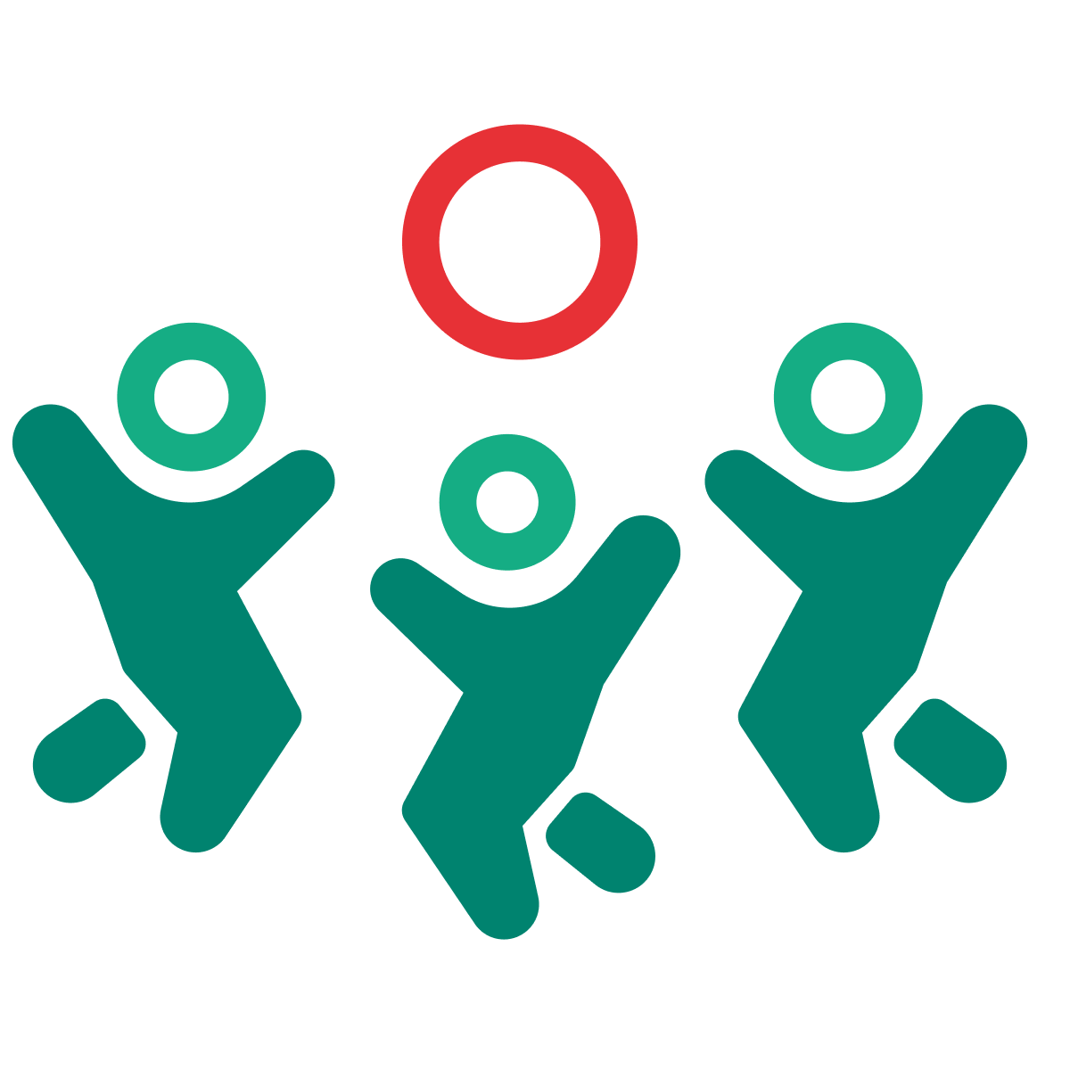 Icone du domaine du sport représentant trois personnes en action