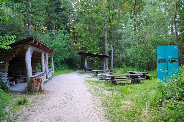Aussenansicht der Waldhütte Spilwald