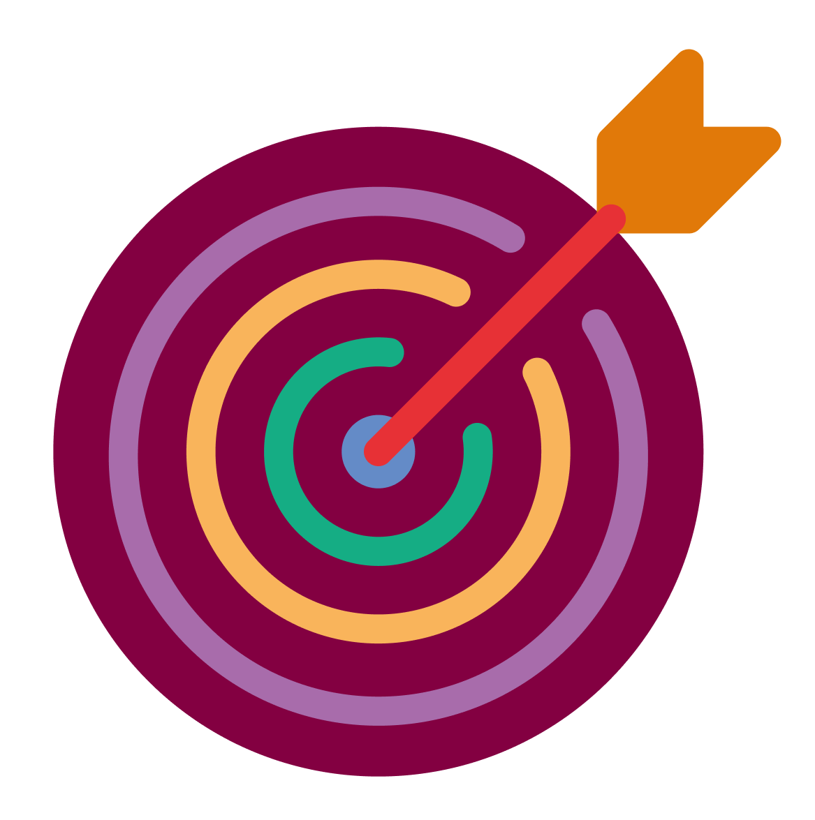 Icon Ziel mit Pfeil in Mitte für konkrete Planung