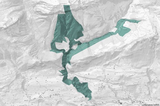 Ausschnitt aus topografischer Landeskarte mit Waldgebiet bei Därstetten