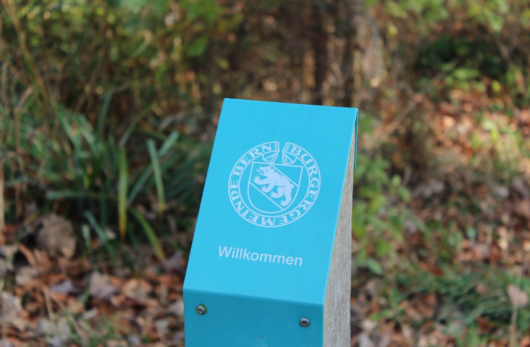 Willkommensschild Wald