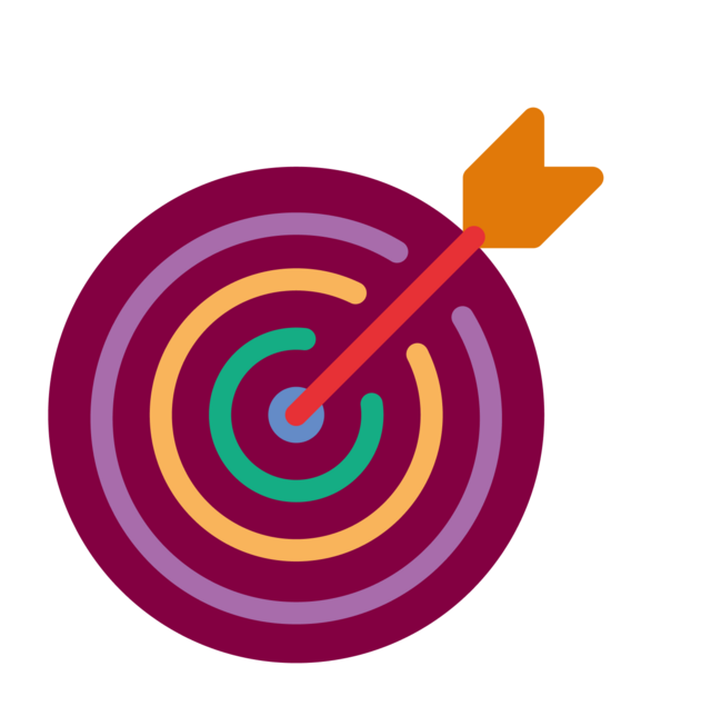 Icon Ziel mit Pfeil in Mitte für konkrete Planung