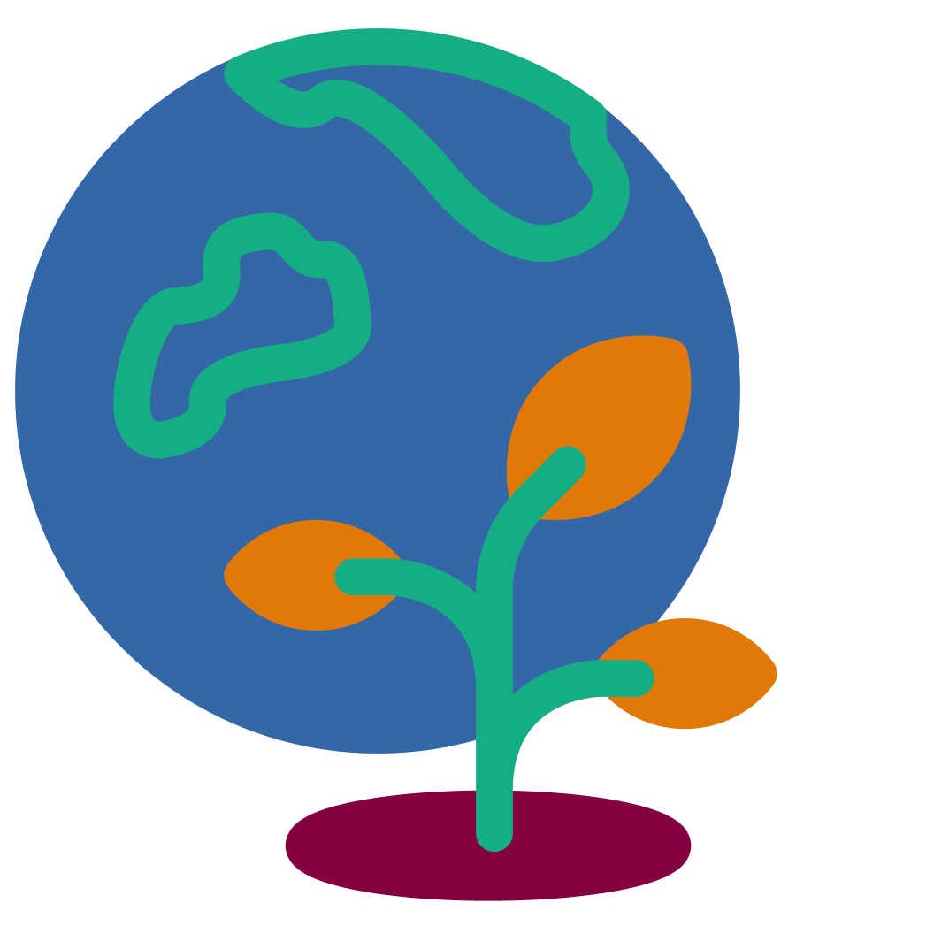 Icone du domaine de la nature et de l'environnement représentant la Terre et une plante