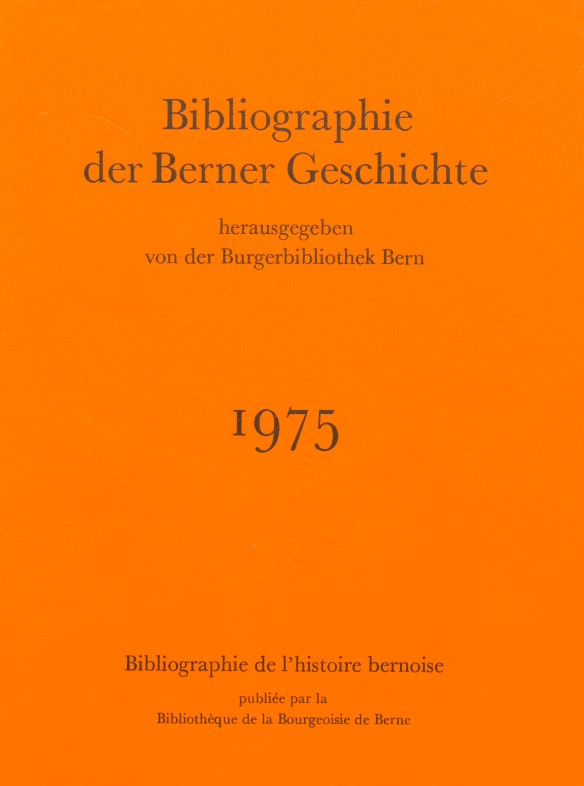 Cover der Bibliographie der Berner Geschichte