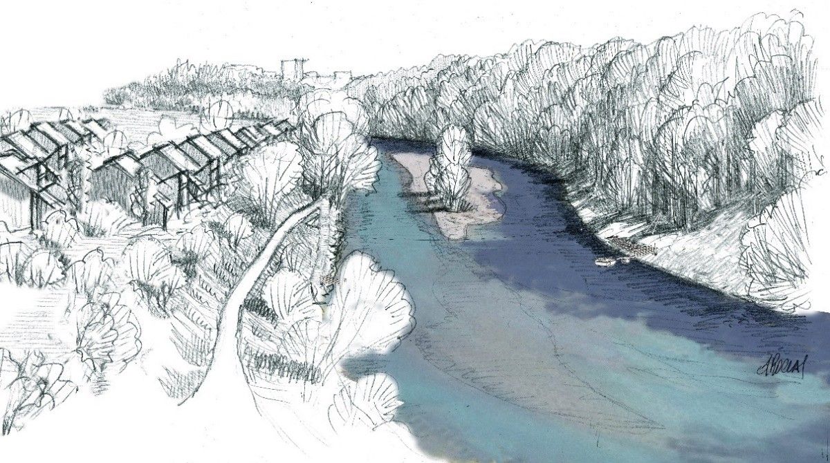 Skizze des Zehndermätteli mit Aare