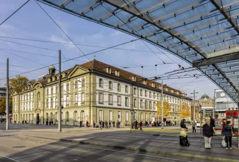 Aussenansicht des Burgerspitals von der Bahnhofseite