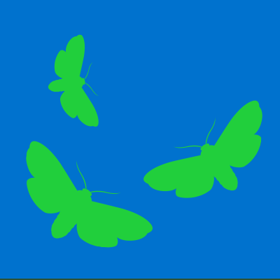 grüne Umrisse von Nachtfaltern auf einem blauen Hintergrund