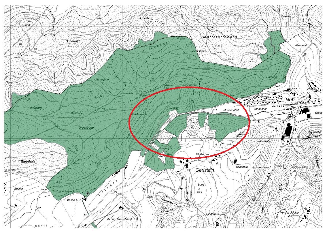Karte des betroffenen Gebiets