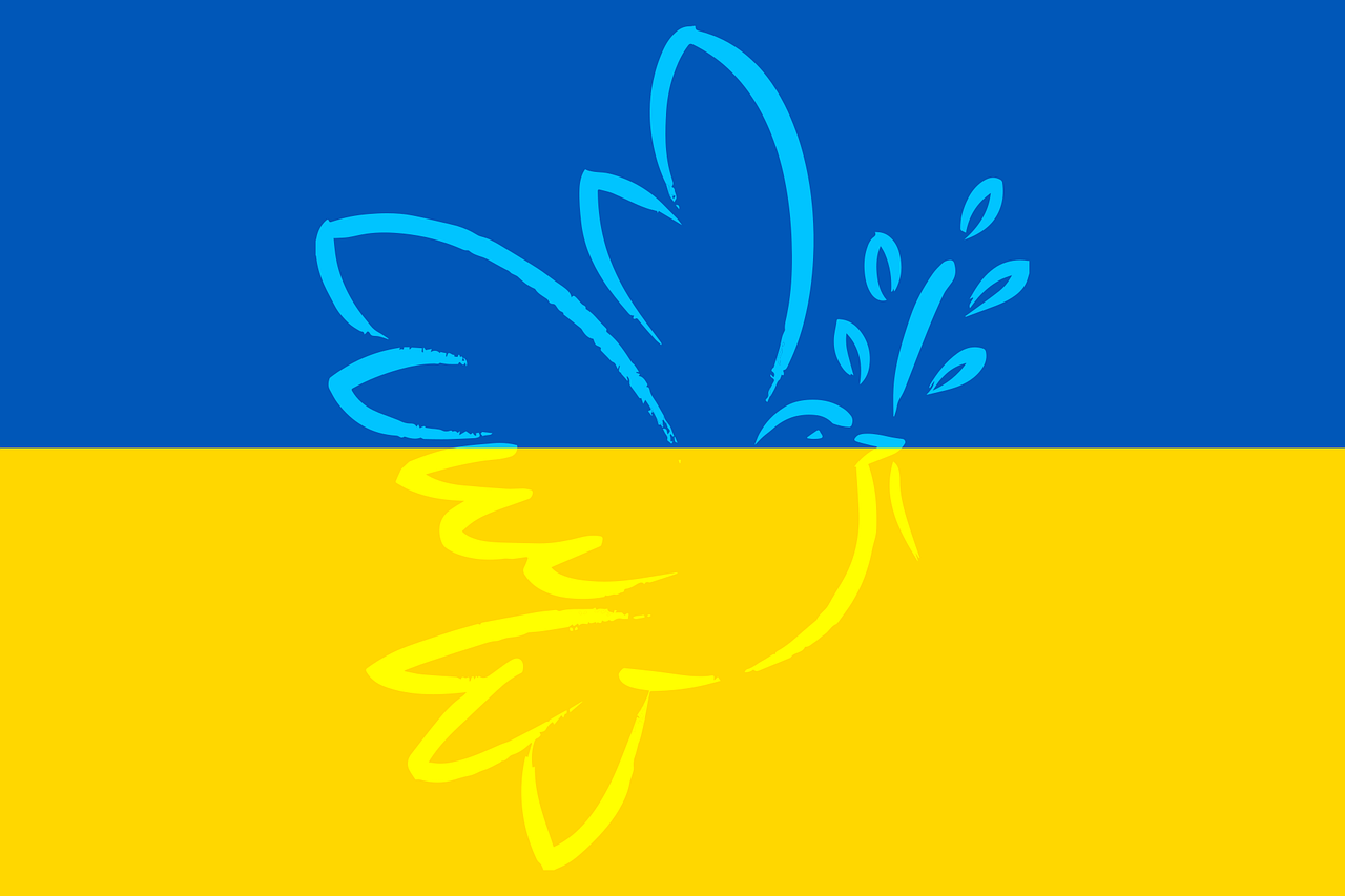 Ukraineflagge mit Friedenstaube