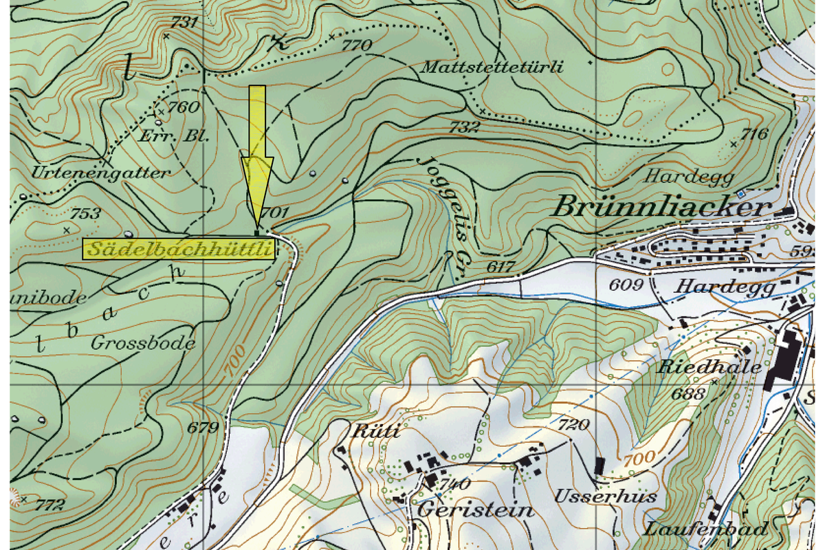 Sädelbach (Karte). Vergrösserte Ansicht